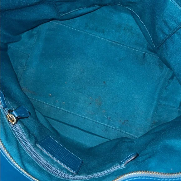 Coach Taxi Teal Leather Tote Bag - Picture 15 of 17